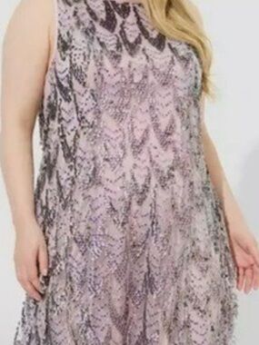 Torrid 3x 22/24 Dress Bling Mini Sequin Mesh Shift Purple NWT $89 Retail